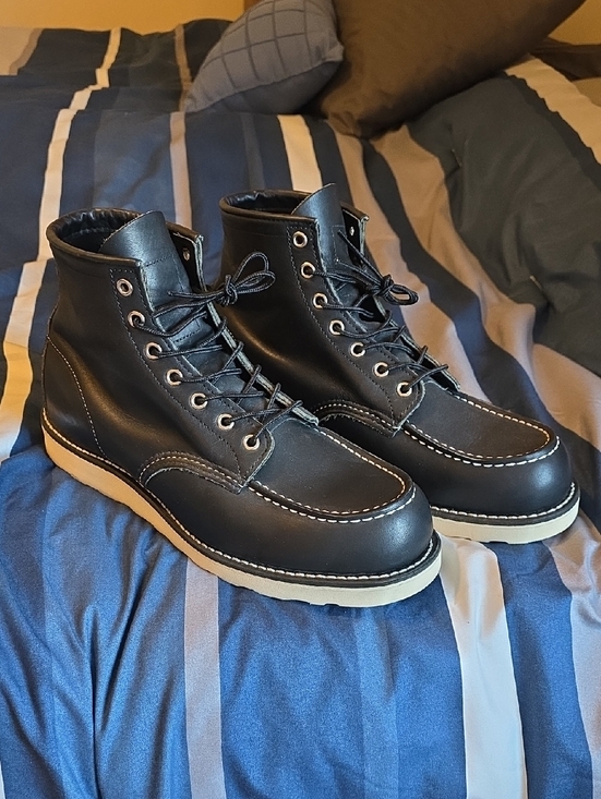 redwings Other - Red Wing Shoes Black Leather Moc Toe Boots with Cream Outsole